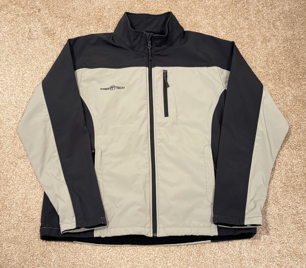 Free Tech Technical Fleece Lined Colorblock Softshell Jacket Gray & Black Large